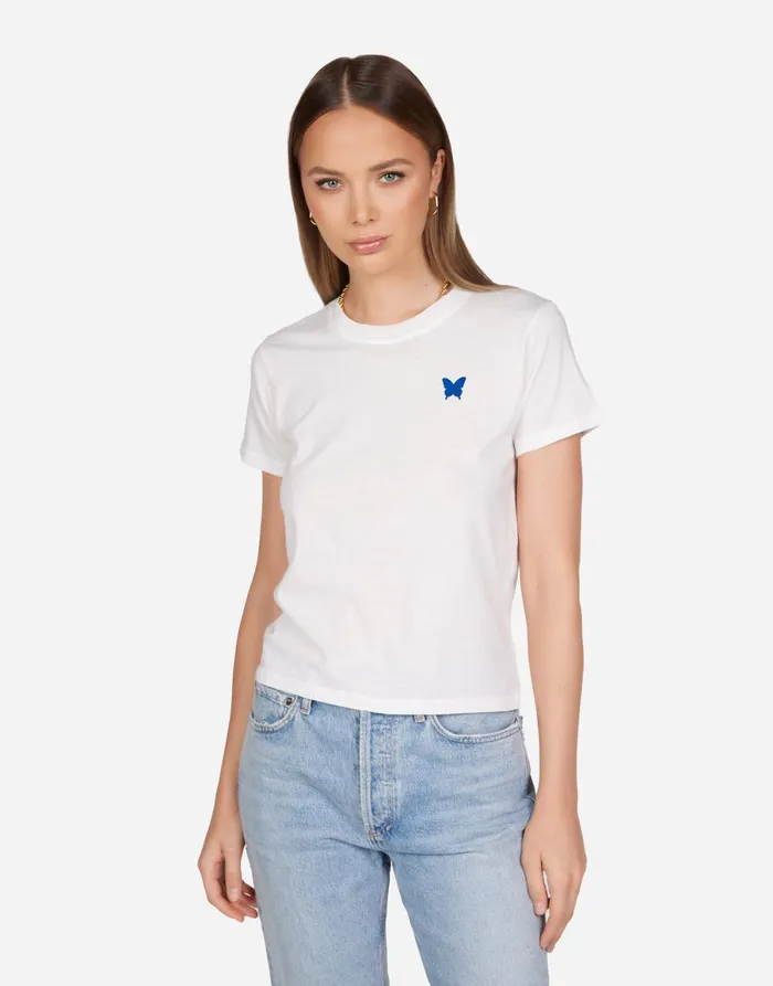 Ursula Butterfly Happyface Milk Women039s Lauren Moshi Short Sleeve