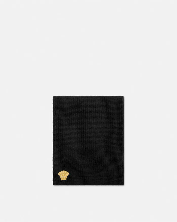 Versace Bags and Accessories Kids Embroidered Medusa Neck Warmer Black