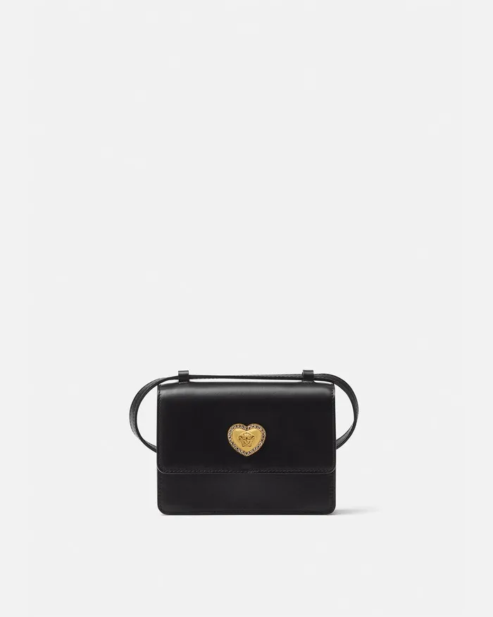 Versace Bags and Accessories Kids Heart La Medusa Crossbody Bag Blackgold