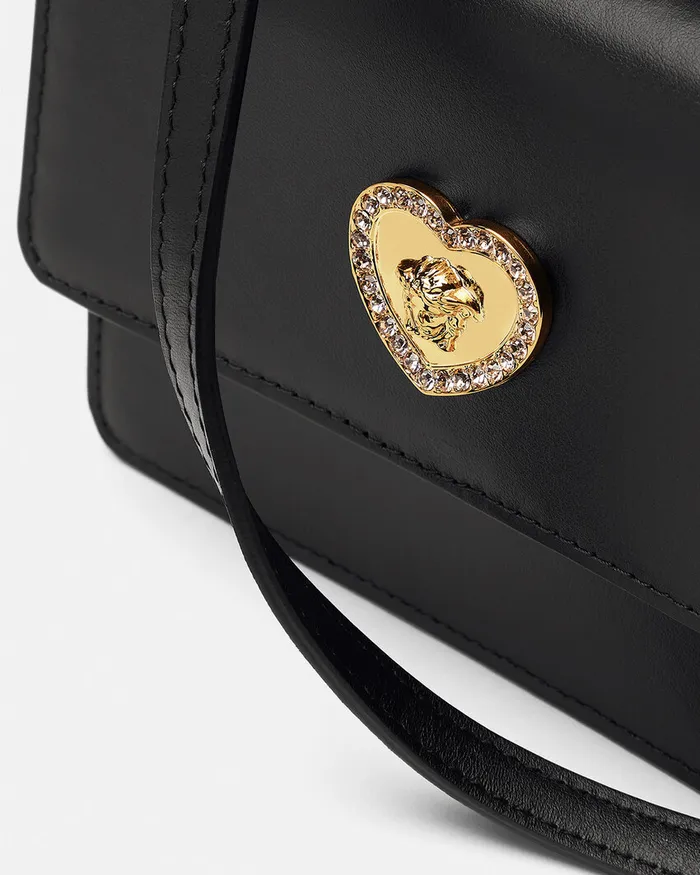 Versace Bags and Accessories Kids Heart La Medusa Crossbody Bag Blackgold