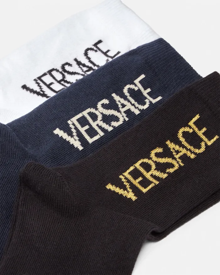 Versace Bags and Accessories Kids Logo Socks 3Pack Multicolor