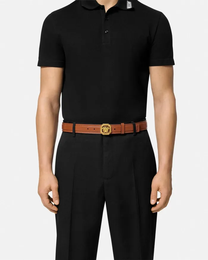 Versace Belts Men La Medusa Leather Belt 35 Cm Brown