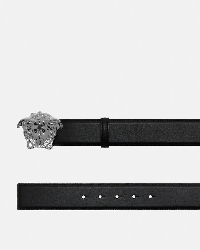 Versace Belts Men La Medusa Leather Belt 4 Cm Black