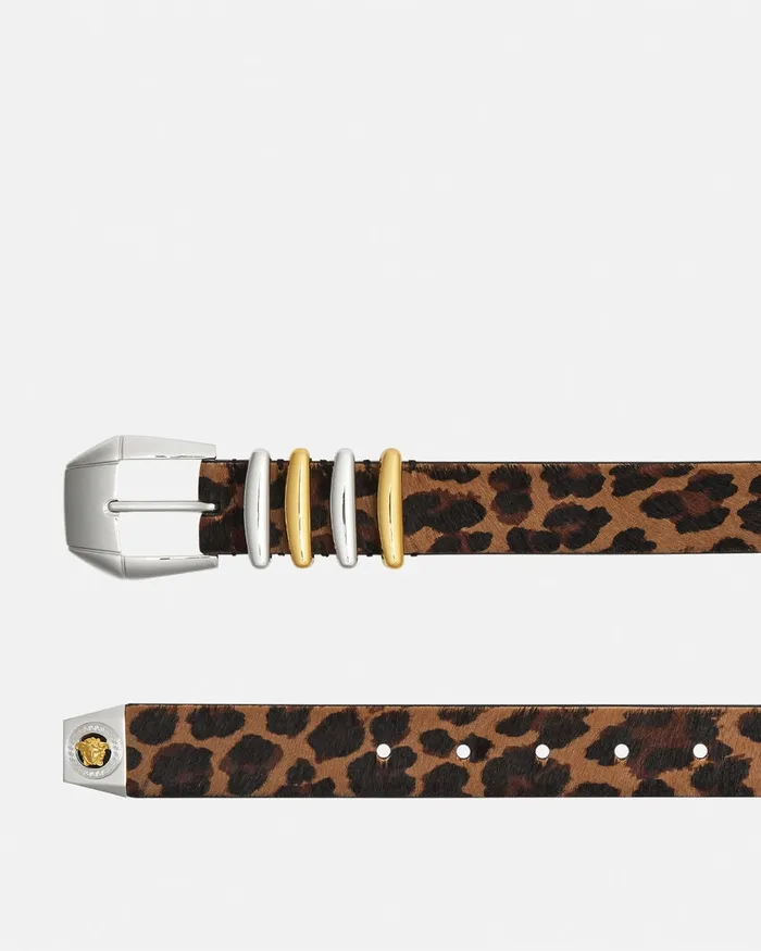 Versace Belts Men Leopard Medusa Heritage Belt 12034 Animalier