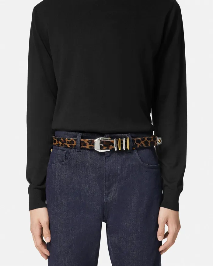 Versace Belts Men Leopard Medusa Heritage Belt 12034 Animalier