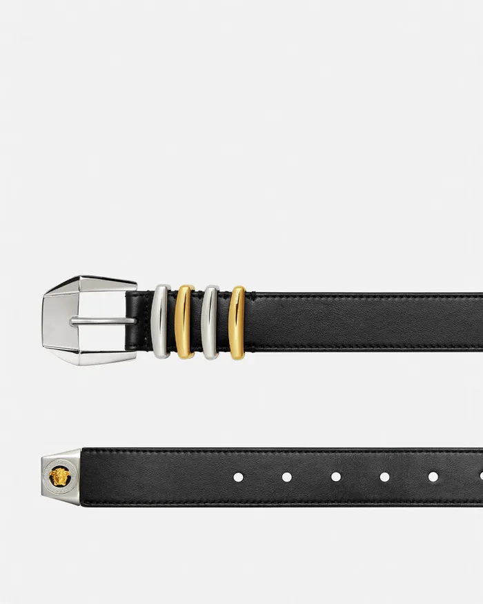 Versace Belts Men Medusa Heritage Leather Belt 3 Cm Black