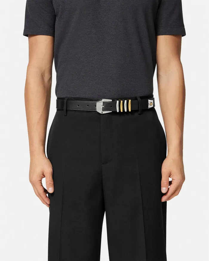 Versace Belts Men Medusa Heritage Leather Belt 3 Cm Black