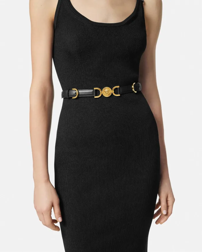 Versace Belts Women Medusa 03995 Leather Belt 2 Cm Blackgold