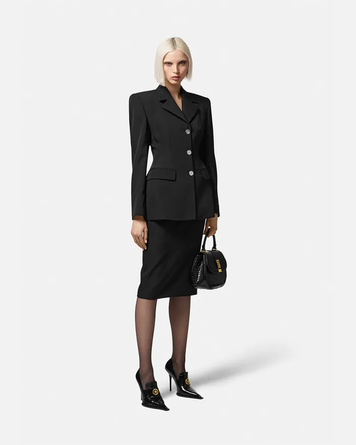 Versace Blazer and Jackets Women Hourglass SingleBreasted Blazer Black
