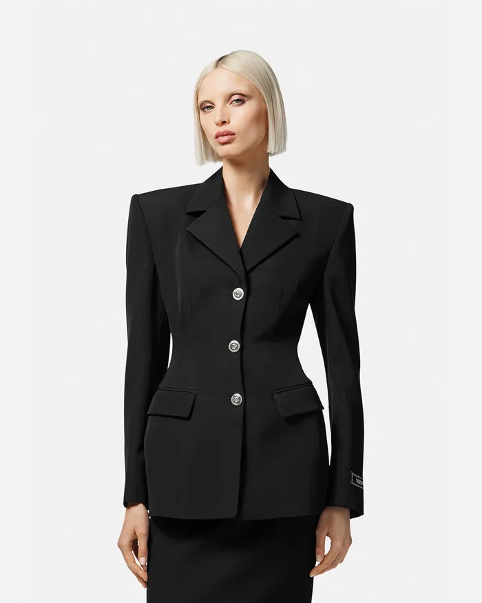 Versace Blazer and Jackets Women Hourglass SingleBreasted Blazer Black