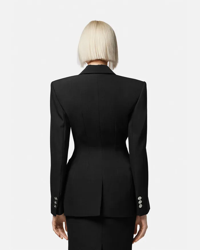 Versace Blazer and Jackets Women Hourglass SingleBreasted Blazer Black