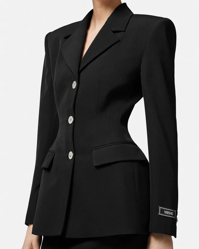 Versace Blazer and Jackets Women Hourglass SingleBreasted Blazer Black
