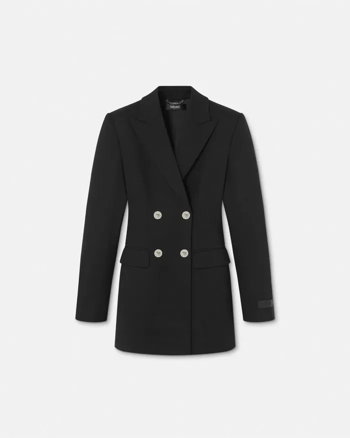 Versace Blazer and Jackets Women Metal Mesh Wool Blazer Dress Black