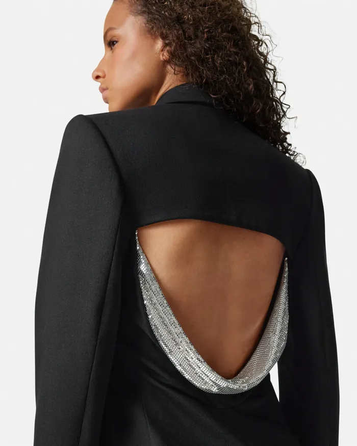 Versace Blazer and Jackets Women Metal Mesh Wool Blazer Dress Black