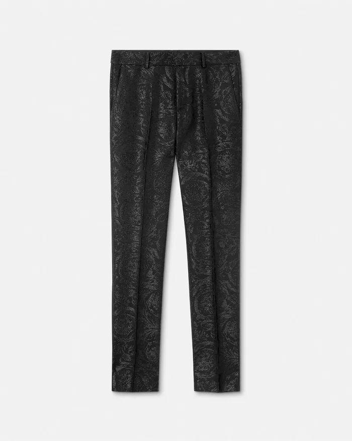 Versace Blazers and Suits Men Barocco Jacquard Formal Pants Black
