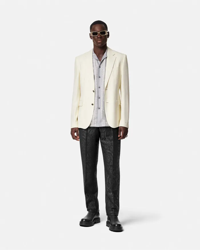 Versace Blazers and Suits Men Barocco Jacquard Formal Pants Black
