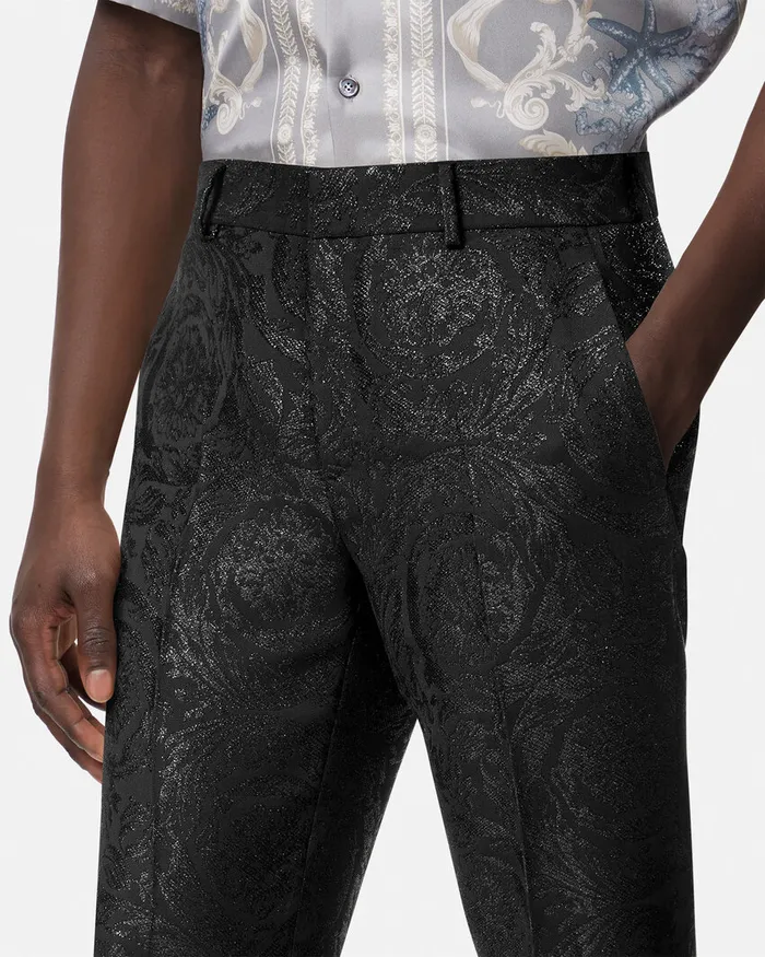 Versace Blazers and Suits Men Barocco Jacquard Formal Pants Black