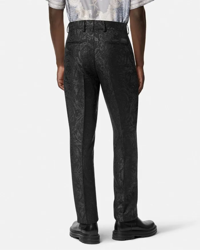 Versace Blazers and Suits Men Barocco Jacquard Formal Pants Black