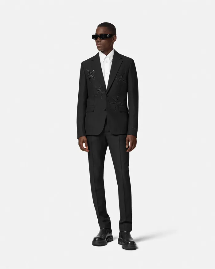 Versace Blazers and Suits Men Embellished MohairBlend Blazer Black