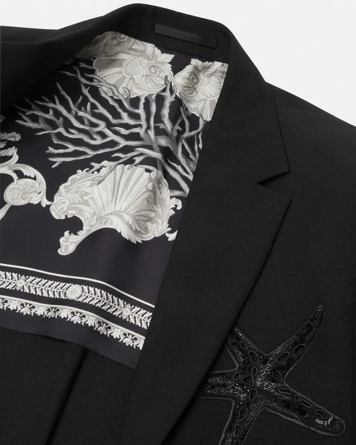 Versace Blazers and Suits Men Embellished MohairBlend Blazer Black