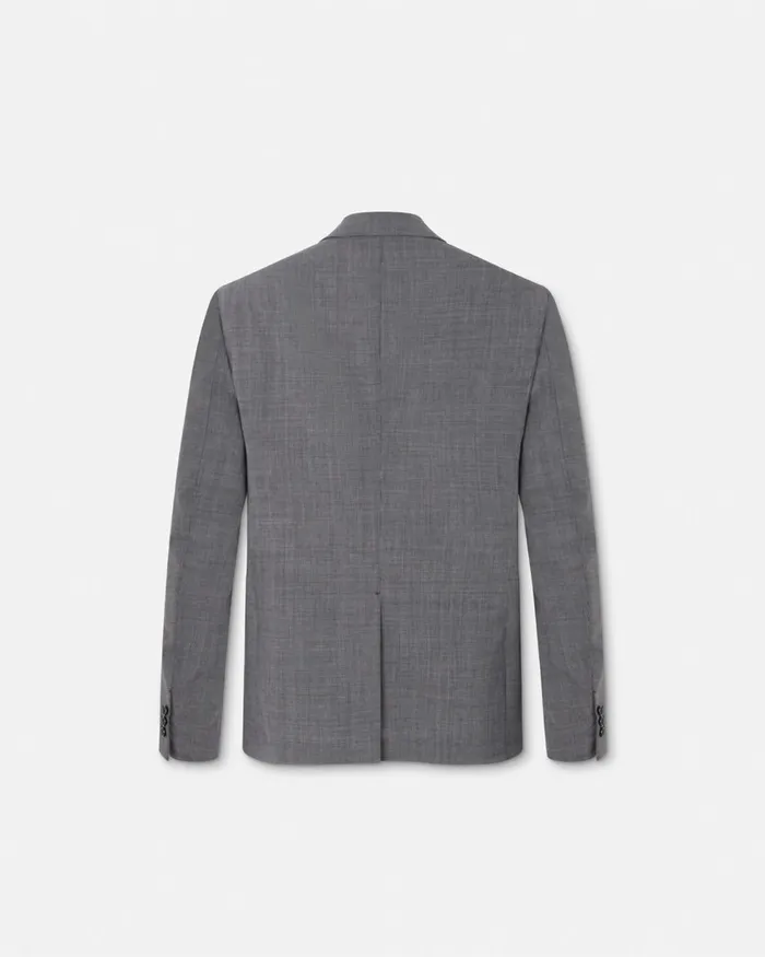 Versace Blazers and Suits Men Houndstooth Wool SingleBreasted Blazer Gray