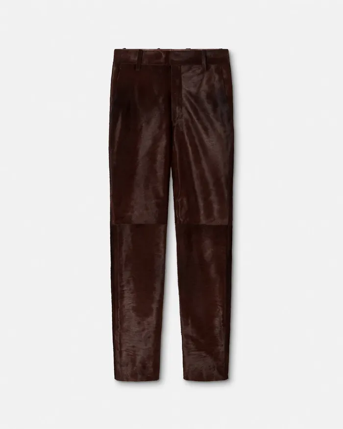 Versace Blazers and Suits Men PonyEffect Leather Pants Brown