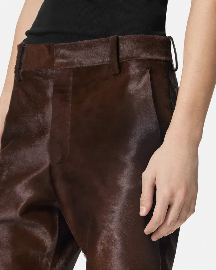Versace Blazers and Suits Men PonyEffect Leather Pants Brown