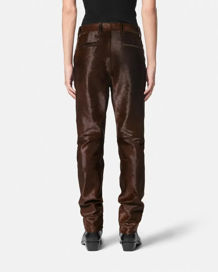 Versace Blazers and Suits Men PonyEffect Leather Pants Brown