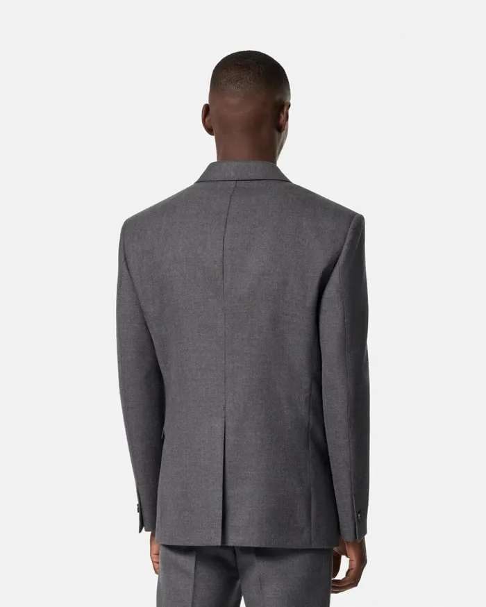 Versace Blazers and Suits Men Wool Gabardine FiveButton Blazer Gray