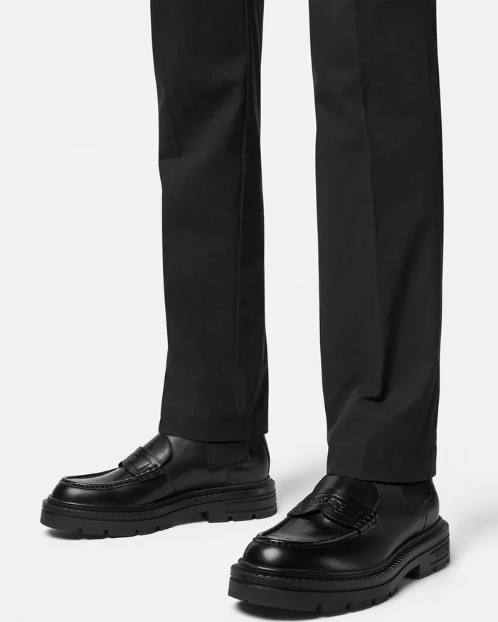Versace Boots Men Adriano Loafer Boots Black