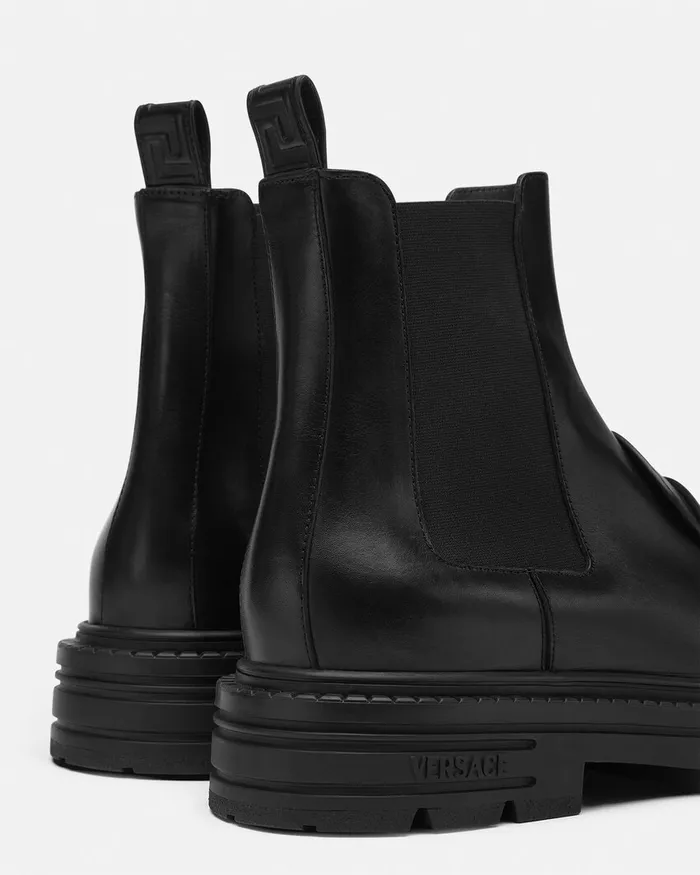 Versace Boots Men Adriano Loafer Boots Black