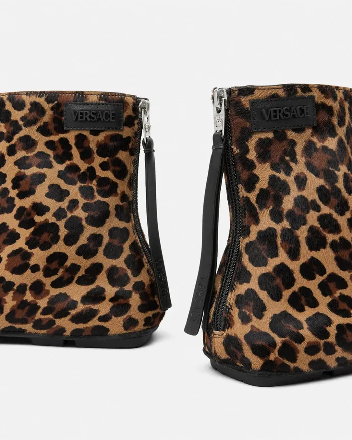 Versace Boots Men Leopard Villa Ankle Boots Animalier