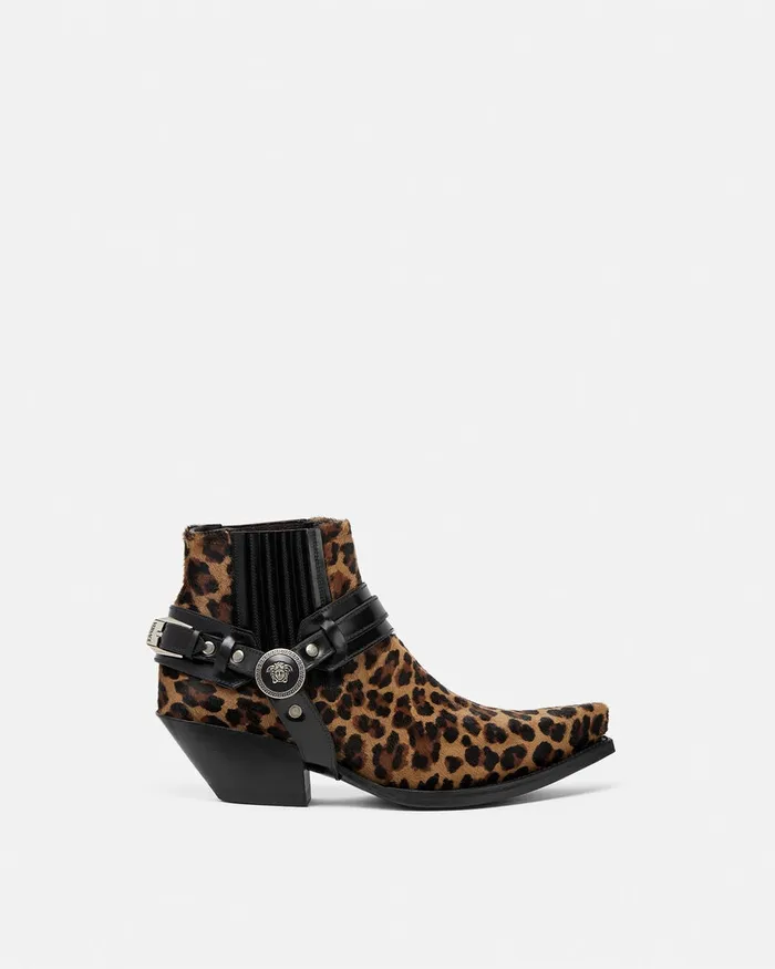Versace Boots Women Leopard Texano Ankle Boots 50 Mm Animalier