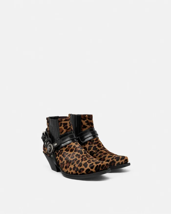 Versace Boots Women Leopard Texano Ankle Boots 50 Mm Animalier