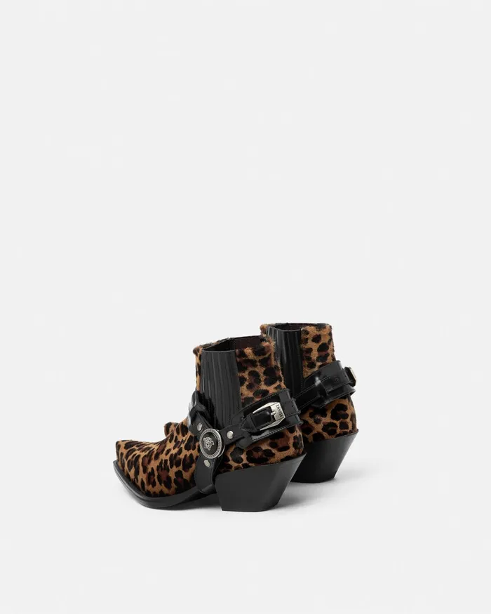 Versace Boots Women Leopard Texano Ankle Boots 50 Mm Animalier