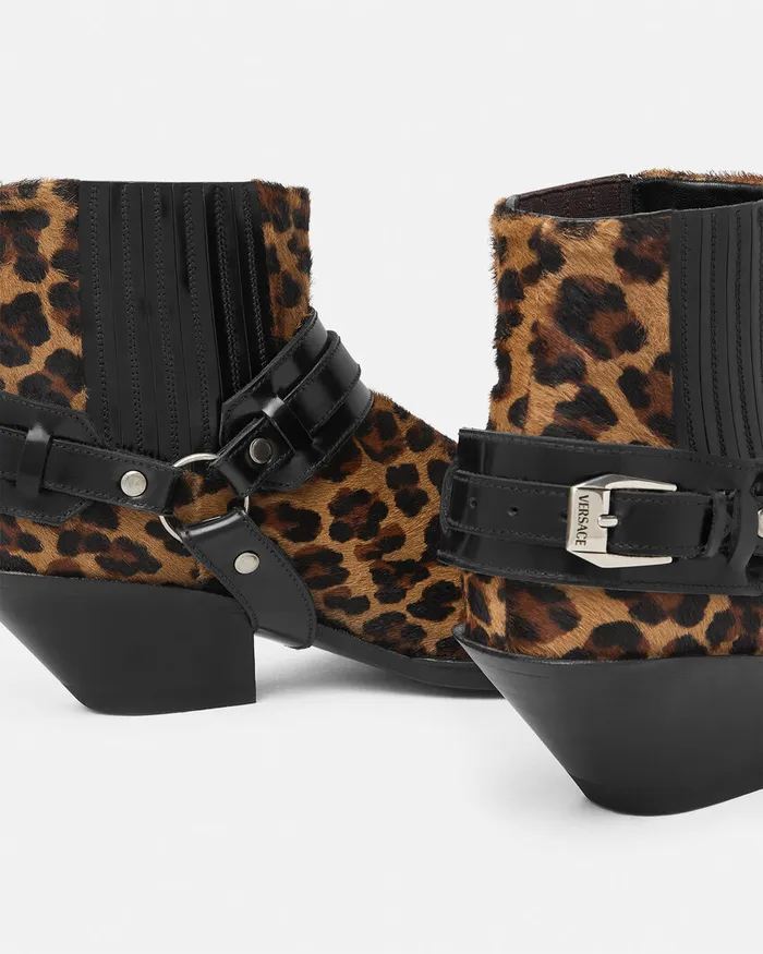 Versace Boots Women Leopard Texano Ankle Boots 50 Mm Animalier