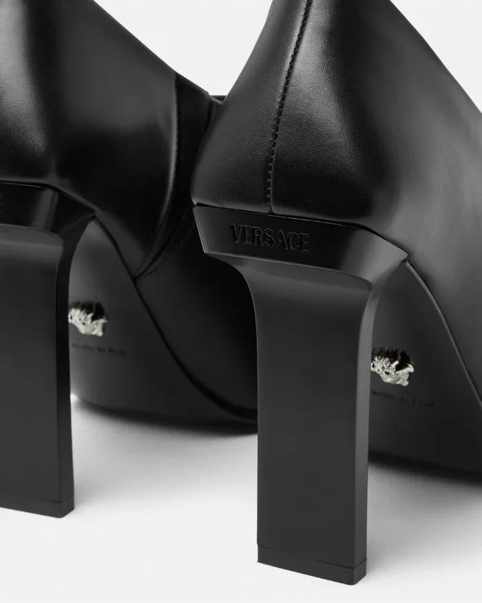 Versace Boots Women Slice Ankle Boots 105 Mm Blacksilver