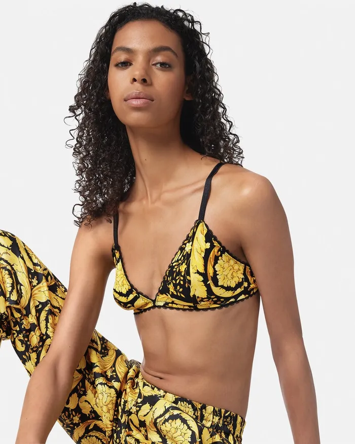Versace Bras and Briefs Women Barocco Triangle Bralette Blackprint