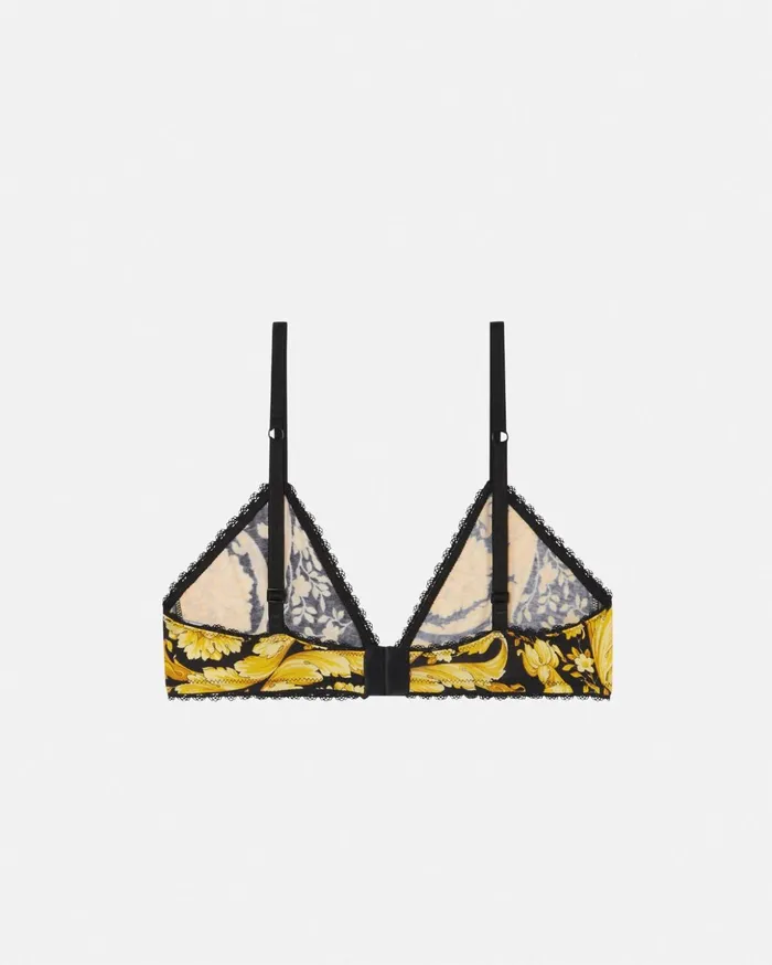 Versace Bras and Briefs Women Barocco Triangle Bralette Blackprint
