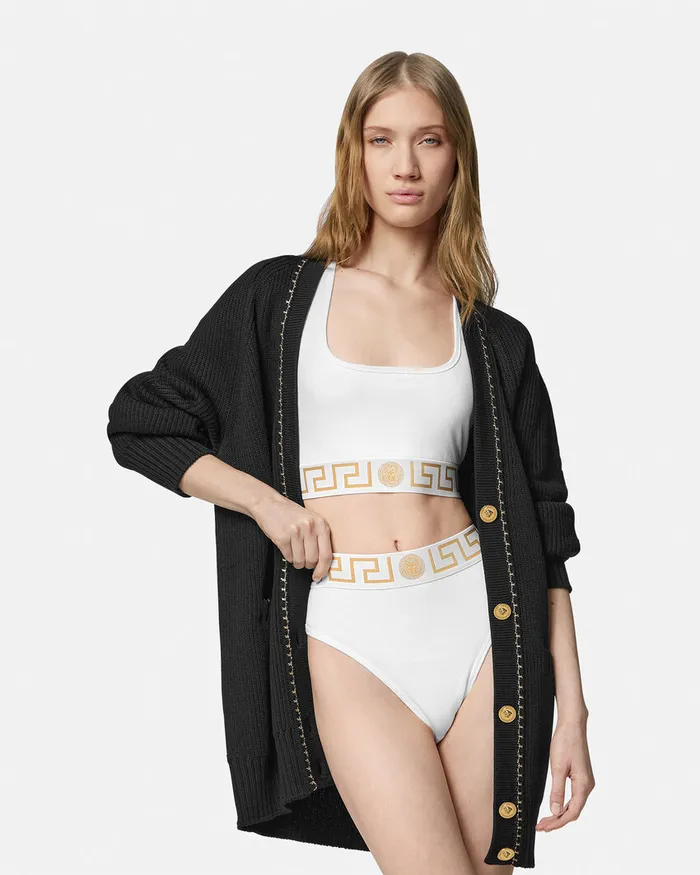 Versace Bras and Briefs Women Greca Border High Waist Briefs White