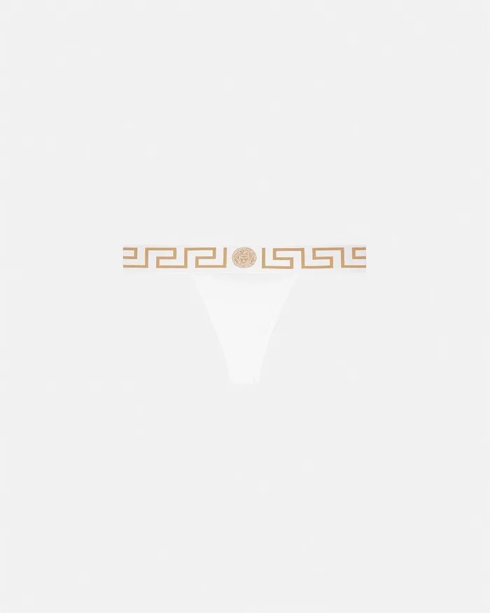 Versace Bras and Briefs Women Greca Border Thong White