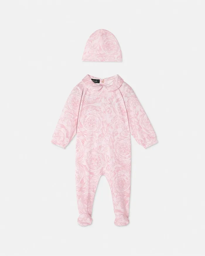 Versace Clothing Kids Barocco Baby Sleepsuit Set Pinkprint