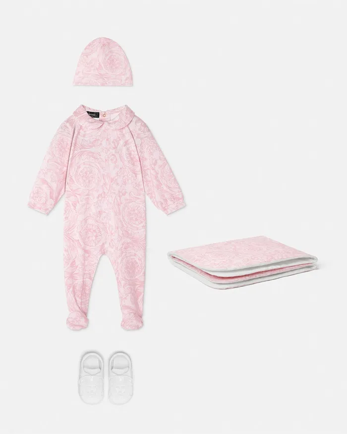 Versace Clothing Kids Barocco Baby Sleepsuit Set Pinkprint