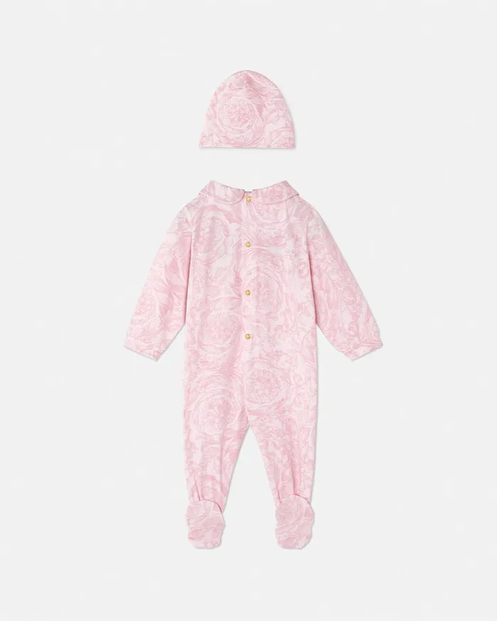 Versace Clothing Kids Barocco Baby Sleepsuit Set Pinkprint