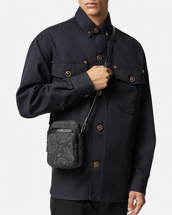 Versace Crossbody and Messengers Men Barocco Crossbody Bag Blackprint