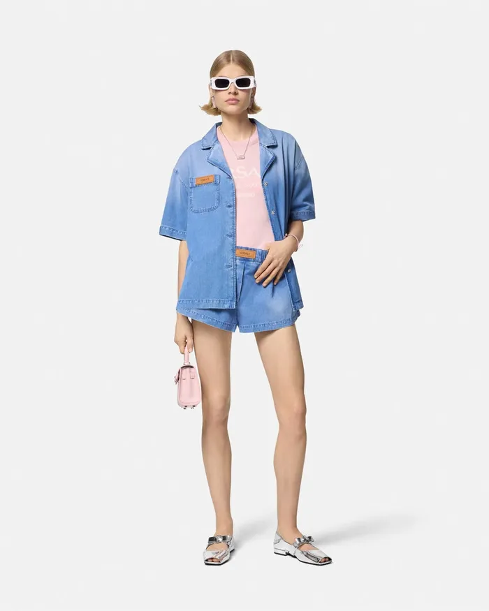Versace Denim Women Denim Boxer Shorts Blue