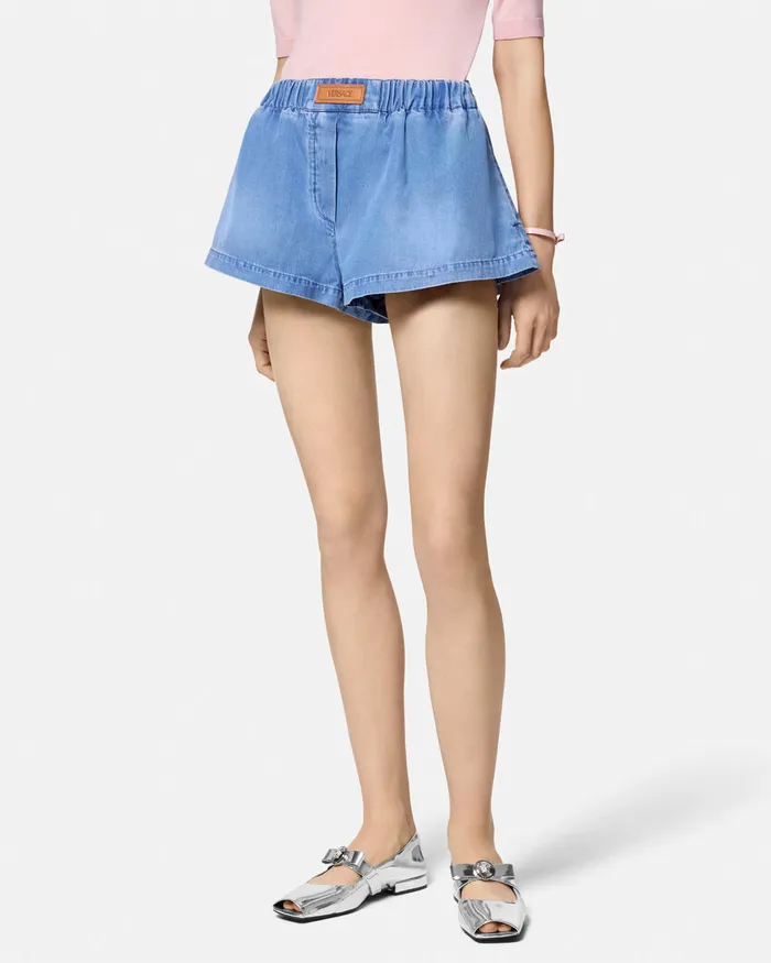 Versace Denim Women Denim Boxer Shorts Blue