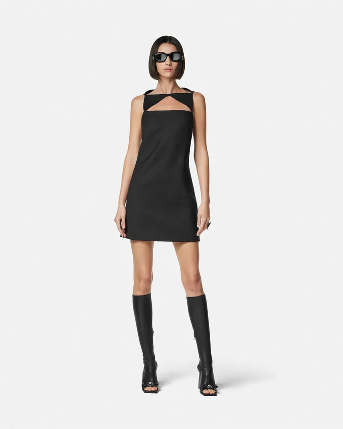 Versace Dresses Women Cutout WoolBlend Shift Mini Dress Black