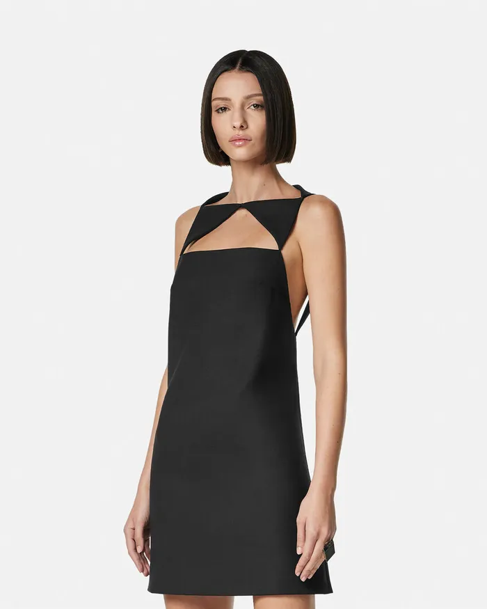 Versace Dresses Women Cutout WoolBlend Shift Mini Dress Black