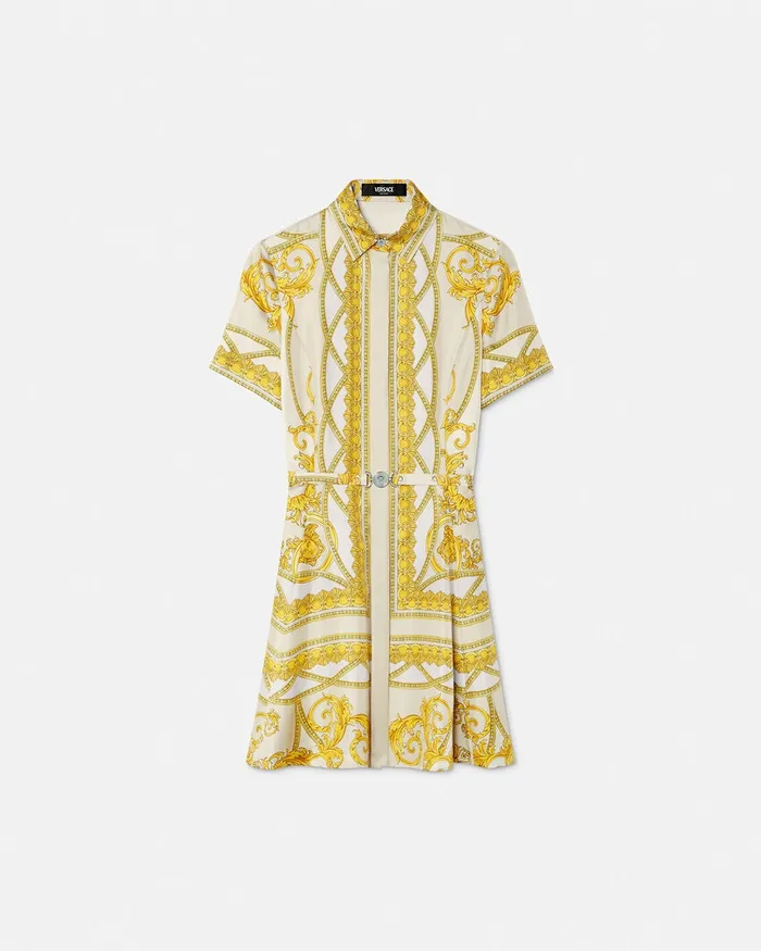 Versace Dresses Women La Coupe Des Dieux Silk Shirt Dress Goldprint